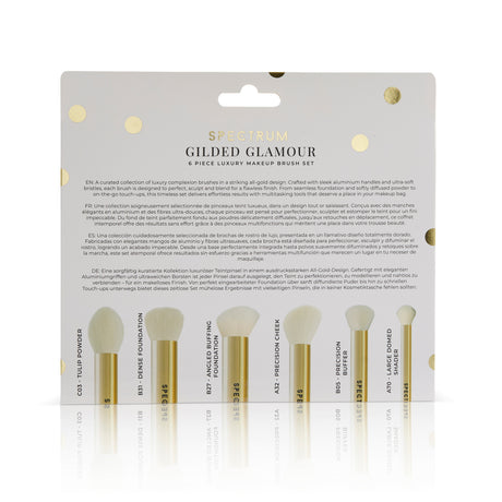 Gilded Glamour 6 Piece Luxe Aluminium Makeup Brush Set