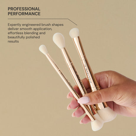 Gilded Glamour 3 Piece Luxe Dual Ended Makeup Brush Set