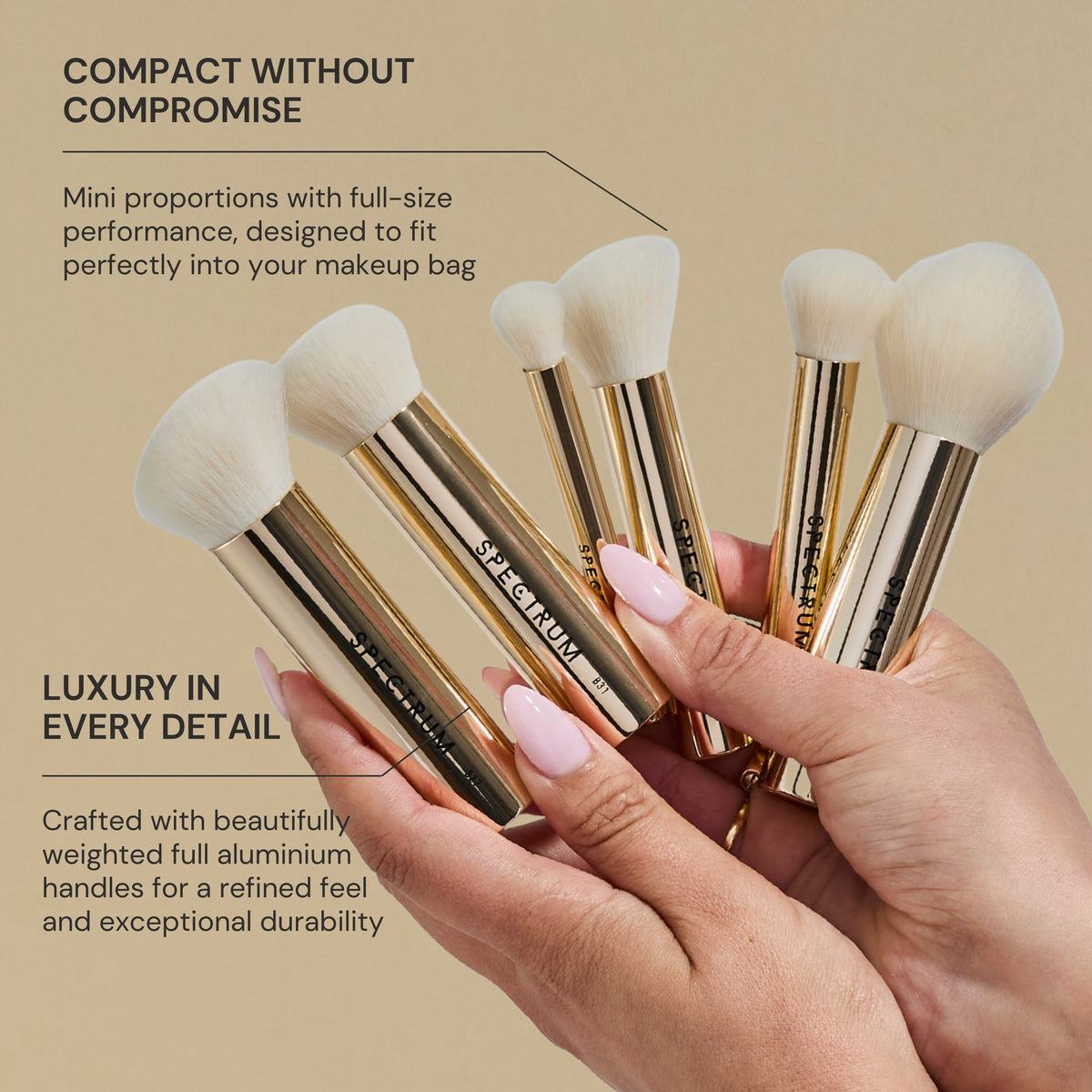 Juego de 6 brochas de maquillaje de aluminio de lujo Gilded Glamour