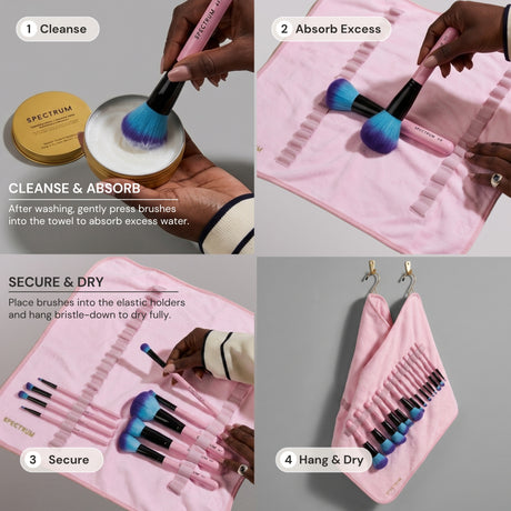 Toalla de secado para brochas de maquillaje