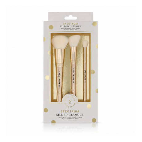 Gilded Glamour 3 Piece Luxe Dual Ended Makeup Brush Set