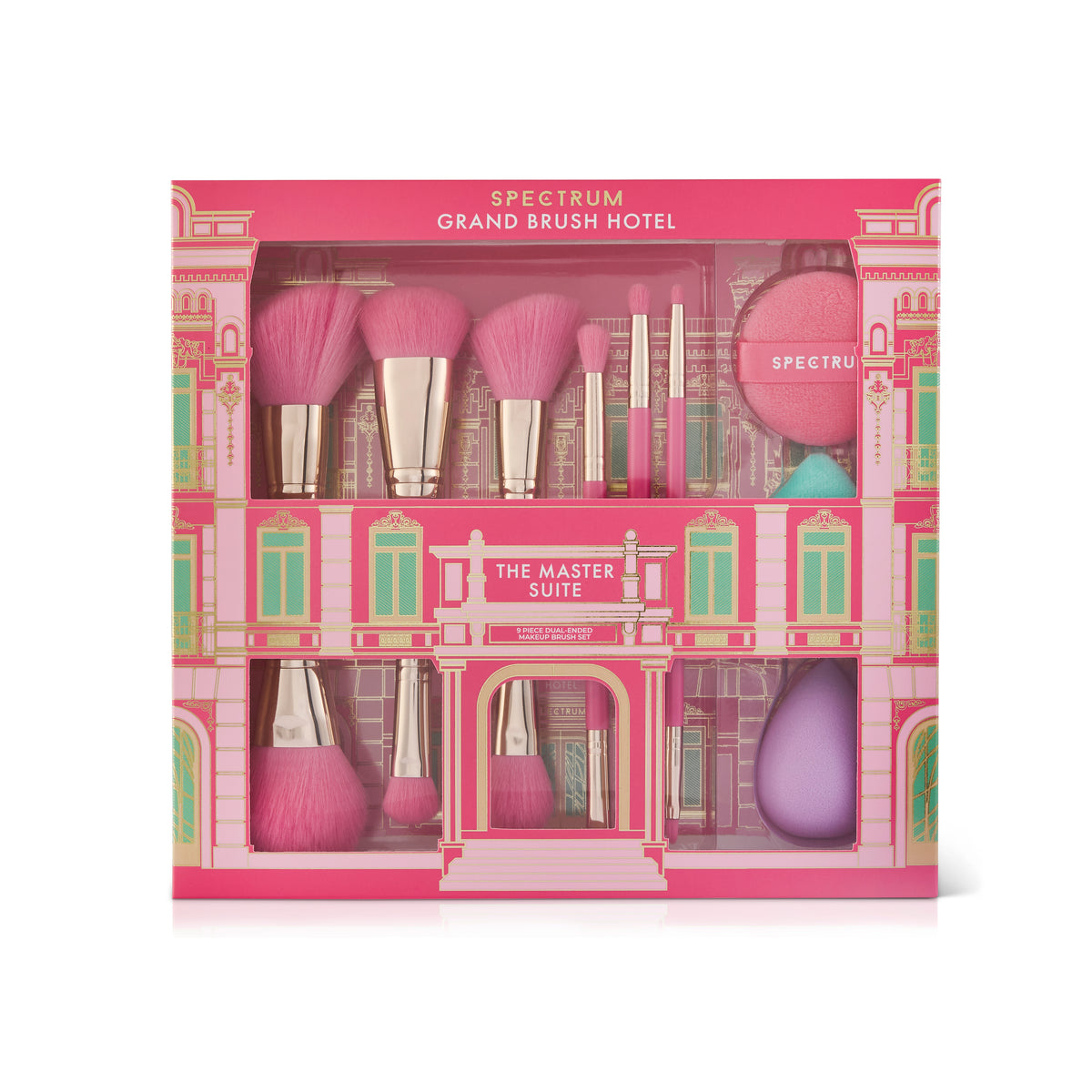 Grand Brush Hotel The Master Suite 9 Piece Brush, Sponge and Puff Set
