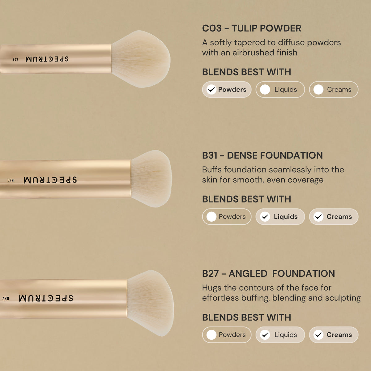 Juego de 6 brochas de maquillaje de aluminio de lujo Gilded Glamour