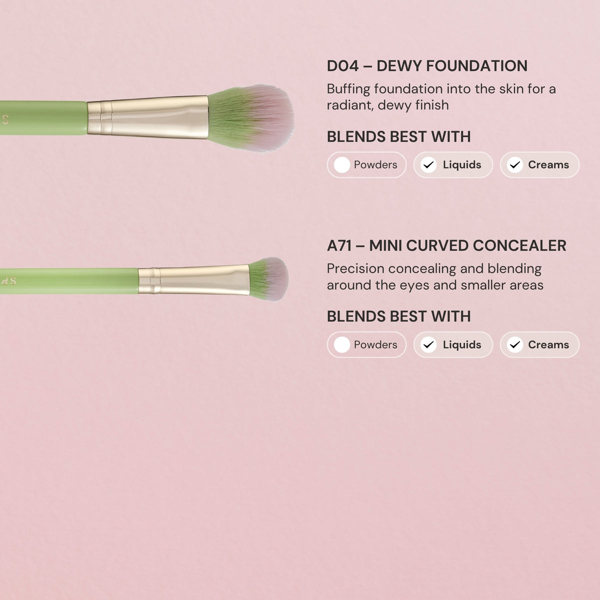 Set de brochas de maquillaje de 5 piezas Matcha