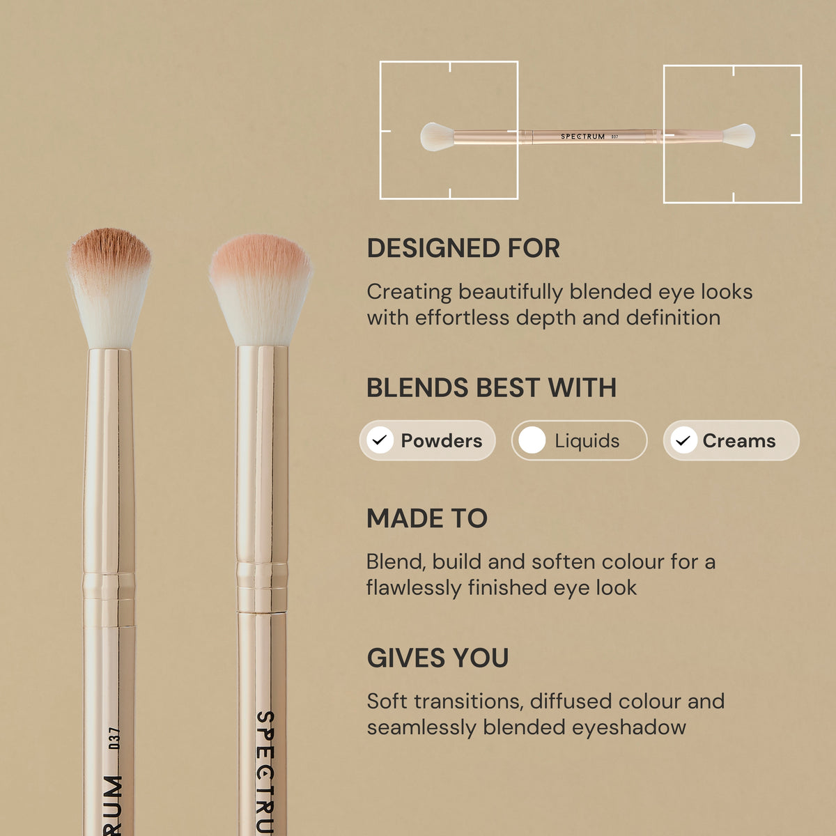 Set de brochas de maquillaje de lujo de doble punta de 3 piezas Gilded Glamour