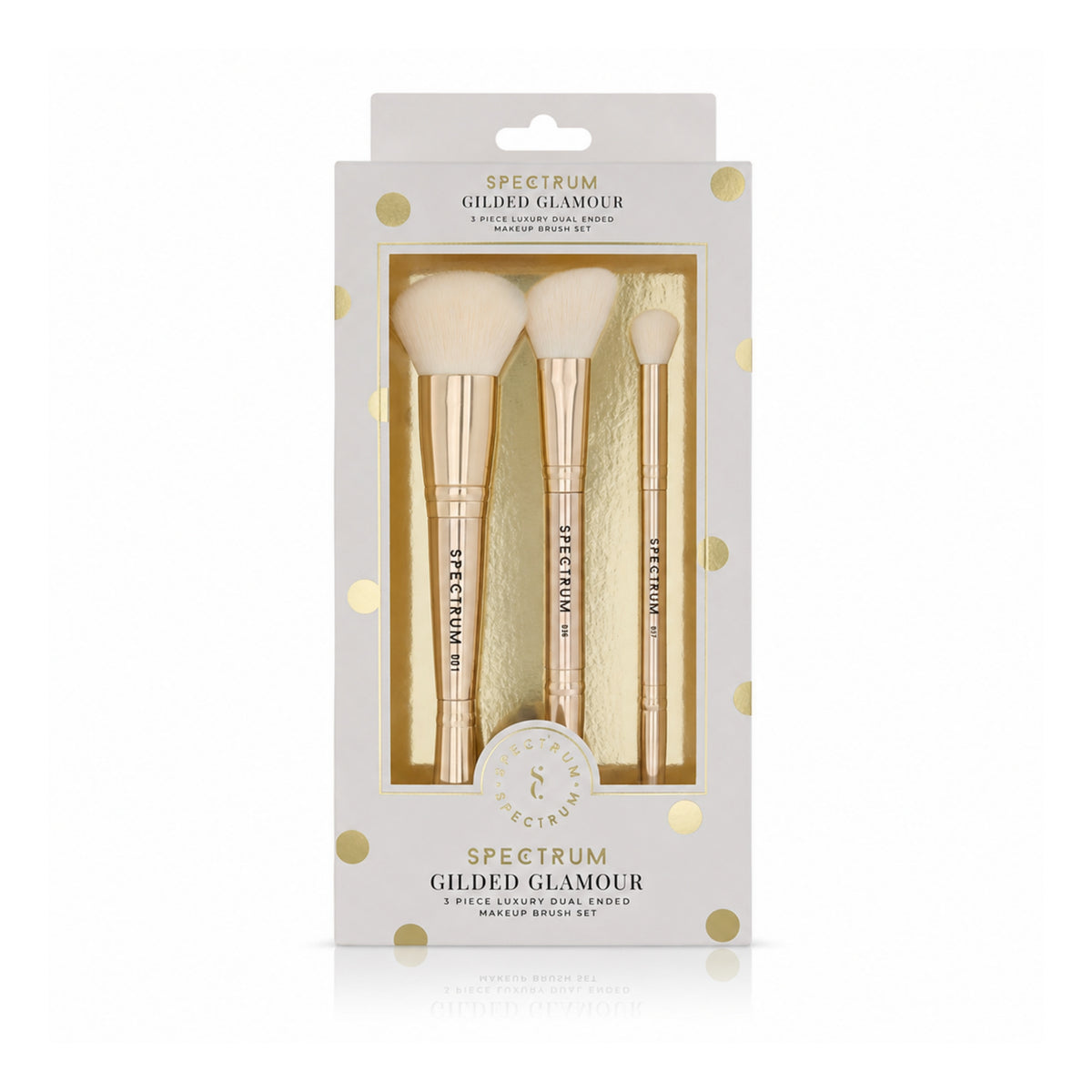 Set de brochas de maquillaje de lujo de doble punta de 3 piezas Gilded Glamour