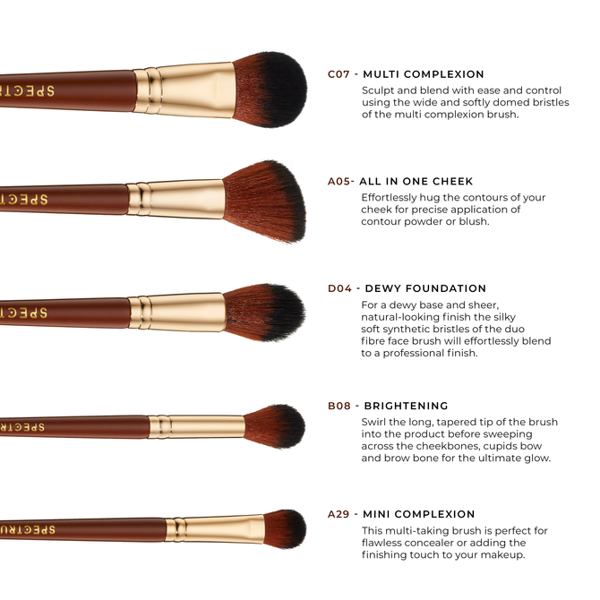 Pantherine 5 Piece Face Makeup Brush Set